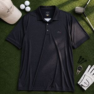 Greg Norman Black Mini Shark Polo, Golf Pickleball Athletic wear